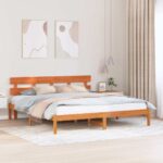 vidaXL Rám postele s čelom Voskovaná hnedá 180x200 cm Masívne borovicové drevo