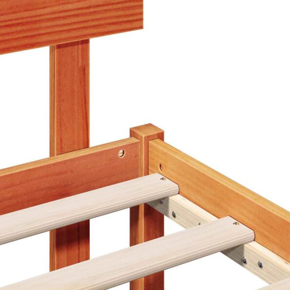 vidaXL Rám postele s čelom Voskovaná hnedá 180x200 cm Masívne borovicové drevo – Obrázok 8