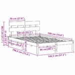 vidaXL Rám postele s čelom Vosková hnedá 140x190 cm Masívna borovica – Obrázok 10