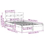 vidaXL Rám postele s čelom 135x190 cm pevné drevo borovica – Obrázok 11