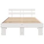 vidaXL Rám postele s čelom biely 140x190 cm z borovicového dreva – Obrázok 5