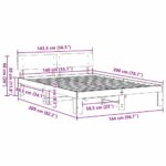 vidaXL Rám postele Biela 140 x 200 cm Masívne borovicové drevo – Obrázok 11