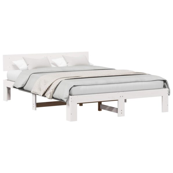 vidaXL Rám postele Biela 140 x 200 cm Masívne borovicové drevo – Obrázok 2