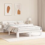 vidaXL Rám postele Biela 140 x 200 cm Masívne borovicové drevo – Obrázok 3