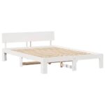 vidaXL Rám postele Biela 140 x 200 cm Masívne borovicové drevo – Obrázok 4