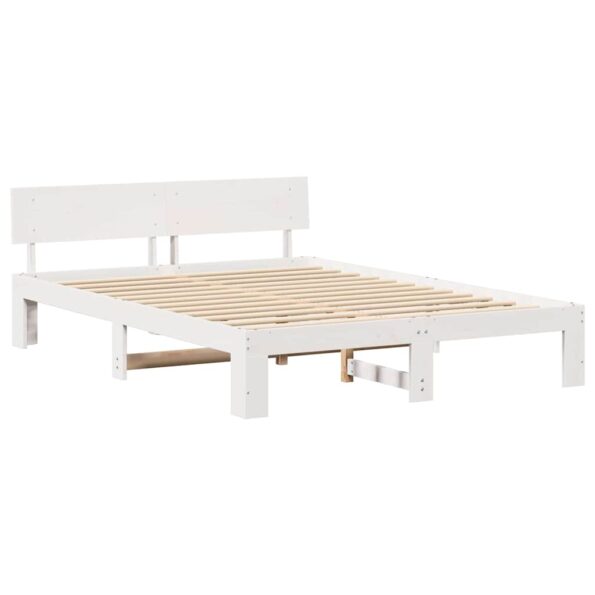 vidaXL Rám postele Biela 140 x 200 cm Masívne borovicové drevo – Obrázok 4