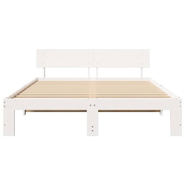 vidaXL Rám postele Biela 140 x 200 cm Masívne borovicové drevo – Obrázok 5