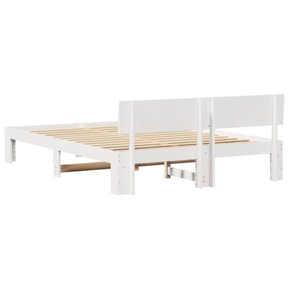 vidaXL Rám postele Biela 140 x 200 cm Masívne borovicové drevo – Obrázok 8