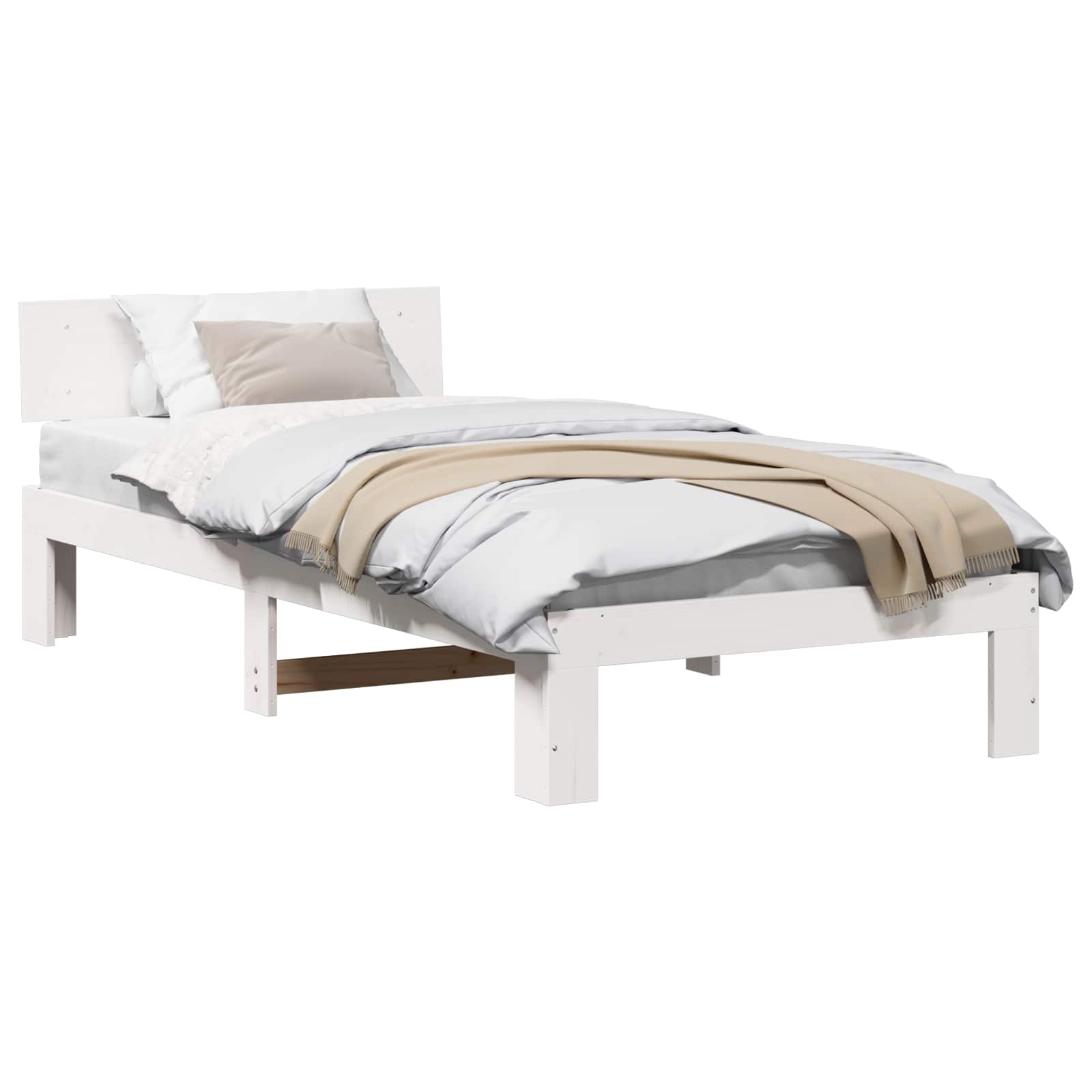 872669_1.jpg vidaXL Rám postele Biela 90 x 200 cm Masívne borovicové drevo – Obrázok 1