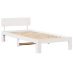 vidaXL Rám postele Biela 90 x 200 cm Masívne borovicové drevo – Obrázok 2
