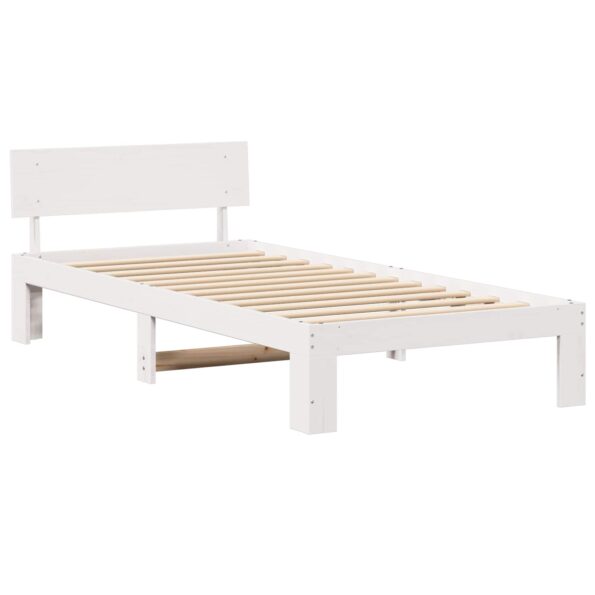 vidaXL Rám postele Biela 90 x 200 cm Masívne borovicové drevo – Obrázok 2