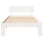 vidaXL Rám postele Biela 90 x 200 cm Masívne borovicové drevo – Obrázok 3