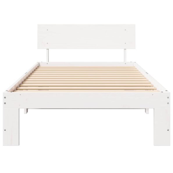 vidaXL Rám postele Biela 90 x 200 cm Masívne borovicové drevo – Obrázok 3