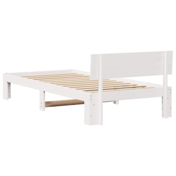 vidaXL Rám postele Biela 90 x 200 cm Masívne borovicové drevo – Obrázok 6