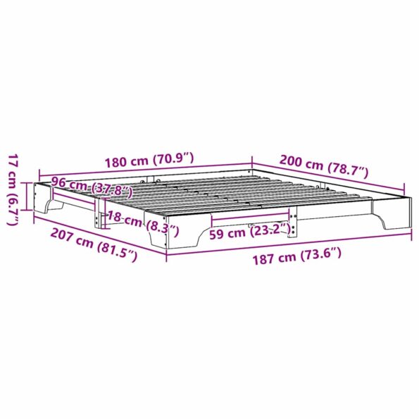 vidaXL rám postele Voskovaný hnedý Masívne borovicové drevo 180 x 200 cm – Obrázok 10