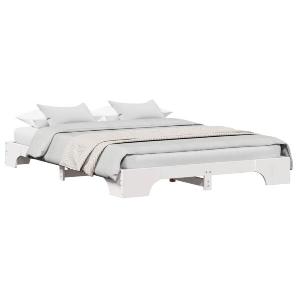 vidaXL Rám postele Biela Drevo 140 x 200 cm Odolný – Obrázok 2