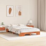 vidaXL rám postele Voskovaný hnedý Drevo 120 x 200 cm Hnedý rám postele – Obrázok 3