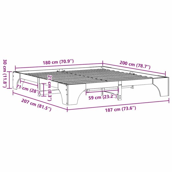 vidaXL Rám postele Voskovaná hnedá Masívne drevo King Dubový rám postele – Obrázok 10