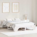 vidaXL Rám postele Biely Drevo 140 x 200 cm Minimalistický