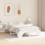 vidaXL Rám postele Biela 120 x 200 cm Masívne borovicové drevo – Obrázok 3