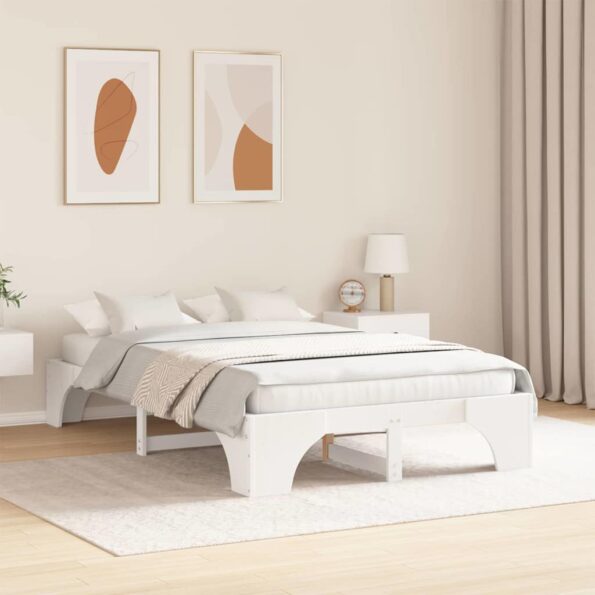 vidaXL Rám postele Biela 120 x 200 cm Masívne borovicové drevo – Obrázok 3