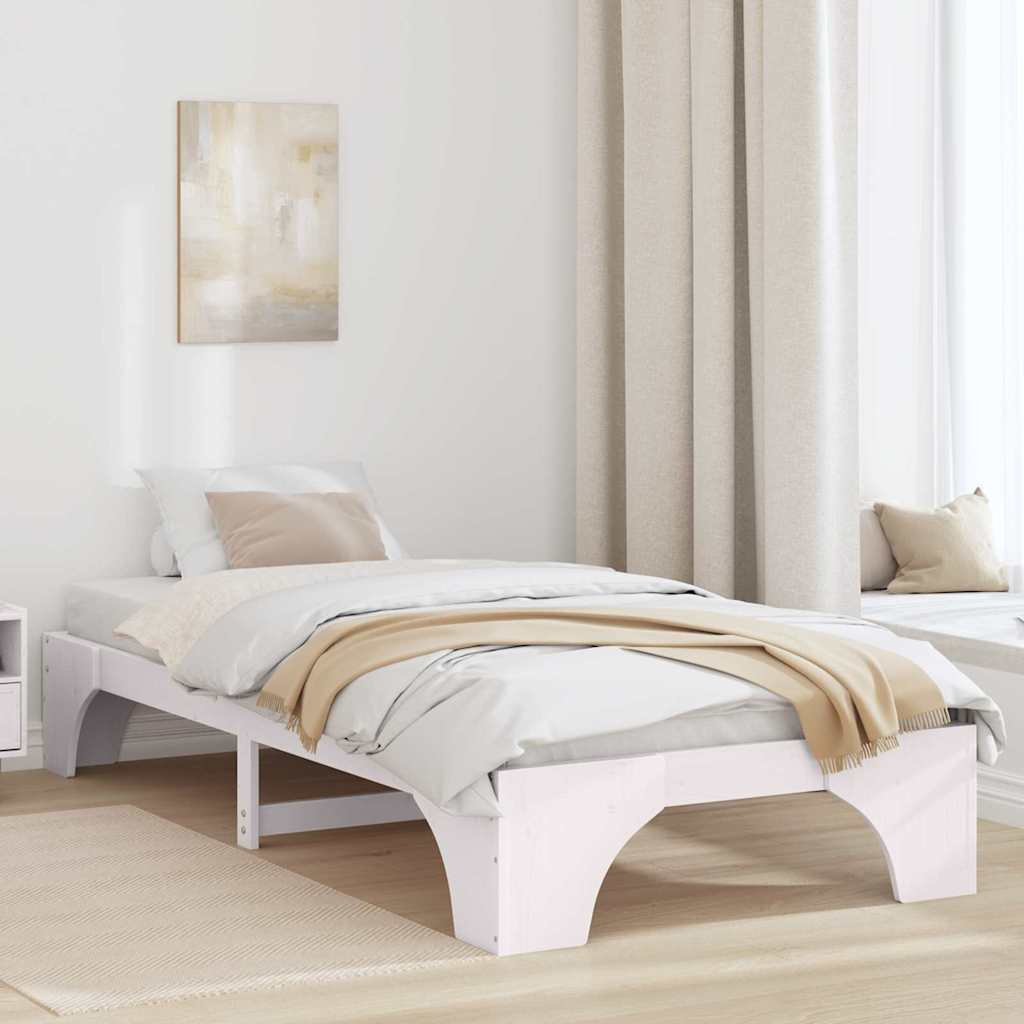 872963_1.jpg vidaXL Rám postele Biela 90 x 200 cm Masívne borovicové drevo – Obrázok 1
