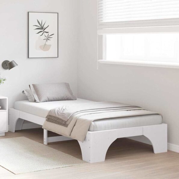 vidaXL Rám postele Biela 90 x 200 cm Masívne borovicové drevo – Obrázok 3