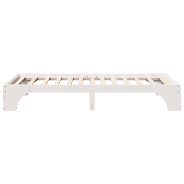 vidaXL Rám postele Biela 90 x 200 cm Masívne borovicové drevo – Obrázok 6