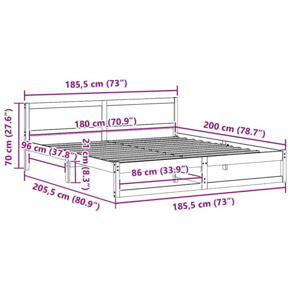 vidaXL Rám postele Voskovaná hnedá Masívne borovicové drevo 180 x 200 cm – Obrázok 10