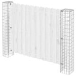 vidaXL Stĺp na plot. 2 pcs Strieborná 20 x 20 x 190 cm Kov