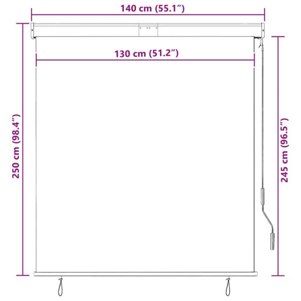 vidaXL Vonkajšia zatemňovacia roleta 140x250 cm modrá a biela – Obrázok 10