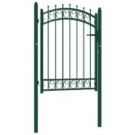 vidaXL Plotová brána s hrotmi oceľová 100x125 cm zelená