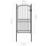 vidaXL Brána do plotu Čierna 100 x 200 cm Povrchovo upravená oceľ – Obrázok 5