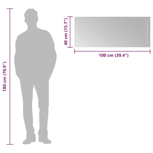 vidaXL LED kúpeľňové zrkadlo 100x40 cm – Obrázok 10