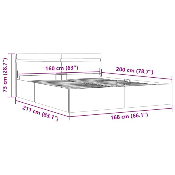 vidaXL Hydraulický posteľný rám+úložný priestor, LED, 160x200 cm – Obrázok 13