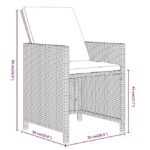 vidaXL 9-dielna záhradná jedálenská súprava s vankúšmi polyratan sivá – Obrázok 9