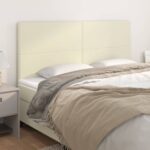 vidaXL Čelo postele krémové 160x5x118/128 cm umelá koža