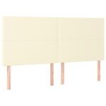 vidaXL Čelo postele krémové 160x5x118/128 cm umelá koža – Obrázok 2