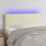 vidaXL Čelo postele s LED krémové 80x5x78/88 cm umelá koža