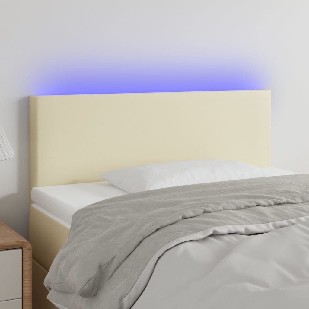 3121406_1.jpg vidaXL Čelo postele s LED krémové 80x5x78/88 cm umelá koža – Obrázok 1