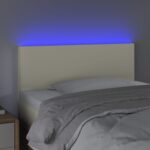 vidaXL Čelo postele s LED krémové 80x5x78/88 cm umelá koža – Obrázok 3