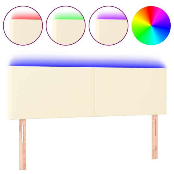 vidaXL Čelo postele krémové 144x5x78/88 cm umelá koža – Obrázok 2