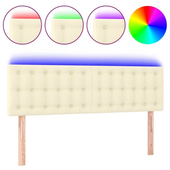 vidaXL Čelo postele krémové 144x5x78/88 cm umelá koža – Obrázok 2