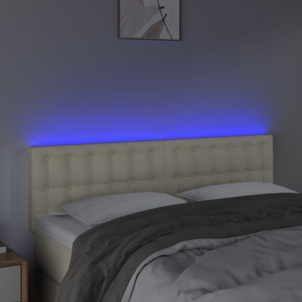 vidaXL Čelo postele krémové 144x5x78/88 cm umelá koža – Obrázok 3