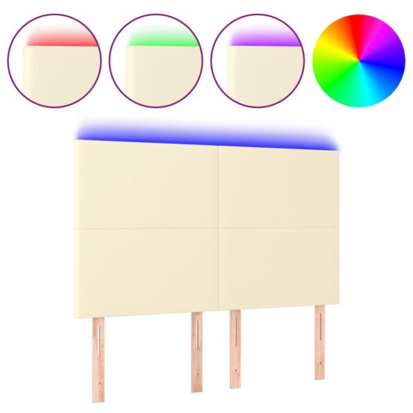 vidaXL Čelo postele krémové 144x5x118/128 cm umelá koža – Obrázok 2
