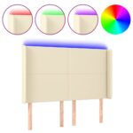 vidaXL Čelo postele krémové 147x16x118/128 cm umelá koža – Obrázok 2