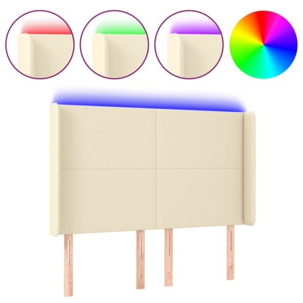 vidaXL Čelo postele krémové 147x16x118/128 cm umelá koža – Obrázok 2