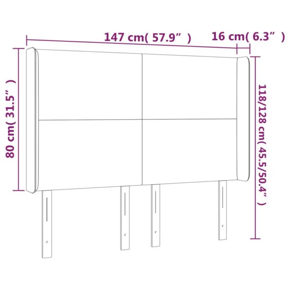 vidaXL Čelo postele krémové 147x16x118/128 cm umelá koža – Obrázok 6