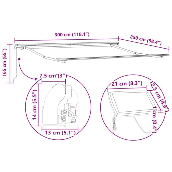 Markíza s Manuálny Biela 3 x 2,5 m Kov – Obrázok 10