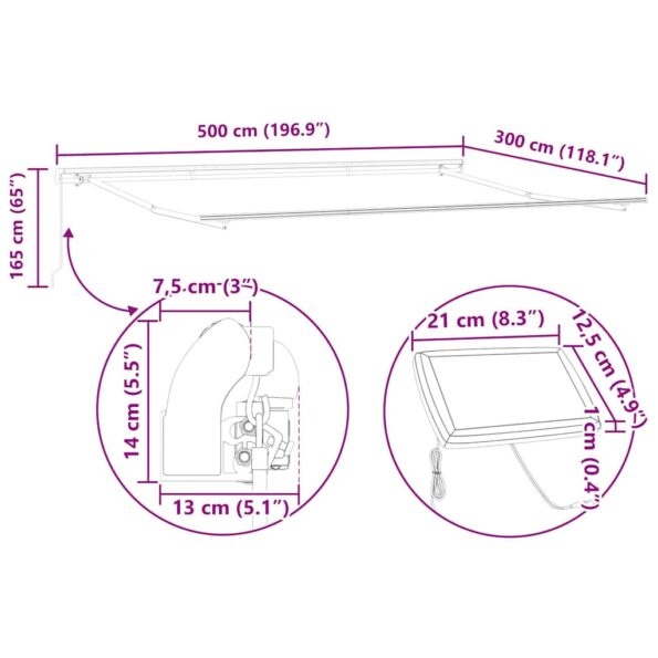 Markíza Manuálny Biela 5 x 3 m Kov – Obrázok 10